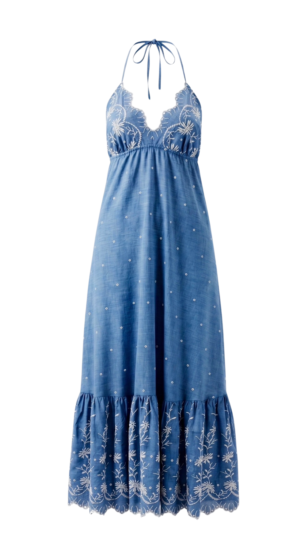 French Prarie Blue Eyelet Maxi Dress
