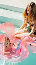 Clear Pink Glitter Unicorn Funbaby Pool Float