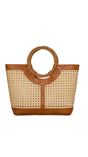 Louise Rattan Circle Handle Woven Tote Bag