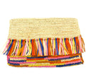 Coco Raffia Clutch with Fringe Trim