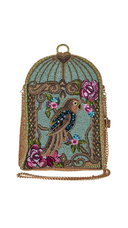 Island Parrot Beaded Crossbody Handbag