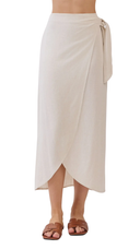 Kiara Beige Linen Wrap Skirt