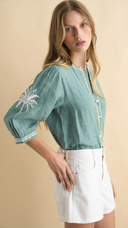 Emily Green Embroidered Top