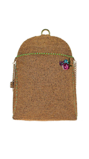 Island Parrot Beaded Crossbody Handbag