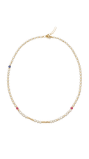 Freshwater Pearl & Tourmaline Stones Gold Necklace
