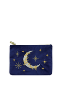 Cosmic Moon Embroidered Velvet Pouch