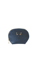 Navy Dragonfly Brooch Velvet Pouch