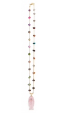 Lucky Pink Fish Semiprecious Stones Long Necklace