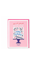 Pink Happy Birthday Cake Card