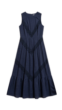 Ondina Navy Midi Cotton Lace Dress