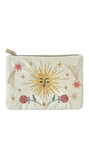 Cosmic Sun Embroidered Velvet Pouch