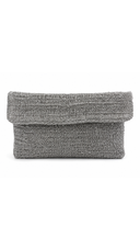 Silver Metallic Raffia Envelope Clutch