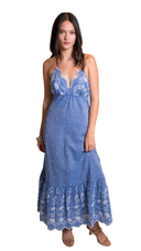 Serena Eyelet Blue Maxi Dress