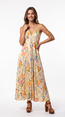 Toucan Cotton Halter Maxi Dress