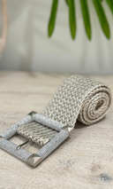 Cari Square Buckle Braided Belt -Silver
