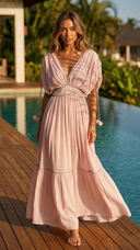 Pink PomPom Maxi Dress