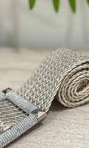 Cari Square Buckle Braided Belt -Silver