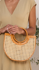 Kai Rattan Circle Handle Woven Tote Bag