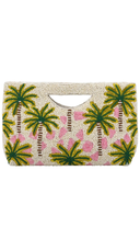 Half Moon Pink Palm Beaded Clutch Crossbody