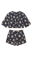 Blue Mediterranean Cropped Top + Short Set