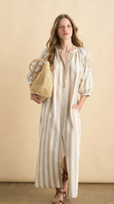 Serenity Striped Beige Maxi Dress