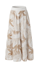 Palmaria Print Tiered Linen Skirt