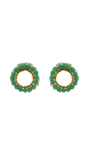 Garota Circular Green Beaded Studs
