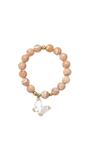 Beige Butterfly Charm Semi-Precious Stone Bracelet