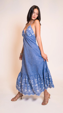 Serena Eyelet Blue Maxi Dress