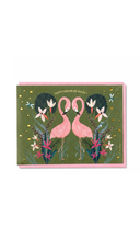 Green Flamingo Birthday Card