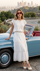 White Chiara Cropped Top + Skirt Set