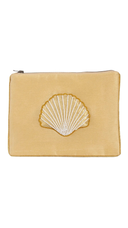 Sea Shell Embroidered Gold Pouch