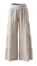 Isabelle Palazzo Beige Linen Pants