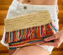 Coco Raffia Clutch with Fringe Trim