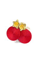 Amaryllis Flower Red Palm Earrings