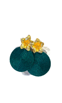 Amaryllis Flower Green Palm Earrings