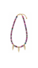Tri Lucky Fish Semiprecious Stones Choker Necklace