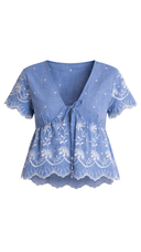 Serena Blue Eyelet Top