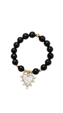 Black Heart Charm Semi-Precious Stone Bracelet