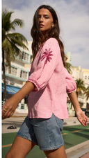 Emily Pink Embroidered Top