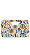 Half Moon Royal Palm  Beaded Clutch Crossbody