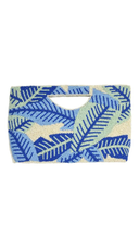 Half Moon Blue Leaf Beaded Clutch Crossbody