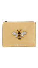 Bee Embroidered Gold Pouch