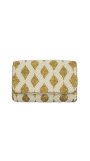 Gold Pearl Beaded Clutch Crossbody