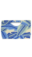 Half Moon Blue Leaf Beaded Clutch Crossbody