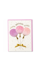 Pink Balloon Happy Birthday Card