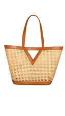 Celine Rattan Triangle Woven Tote Bag