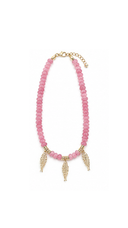 Tri Lucky Fish Pink Semiprecious Stones Choker Necklace
