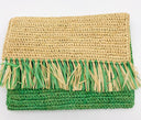 Coco Raffia Clutch with Fringe Trim