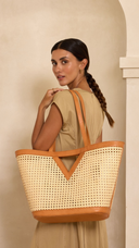 Celine Rattan Triangle Woven Tote Bag